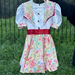 Girl’s Vintage 80’s Floral Puff Sleeve Dress Size 6X